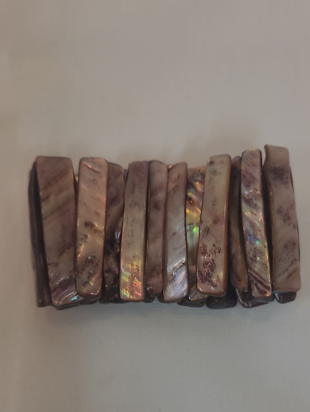 Pearl Abalone Mother of Pearl Stretch Bracelet Beach Girl/Shell Look Pink